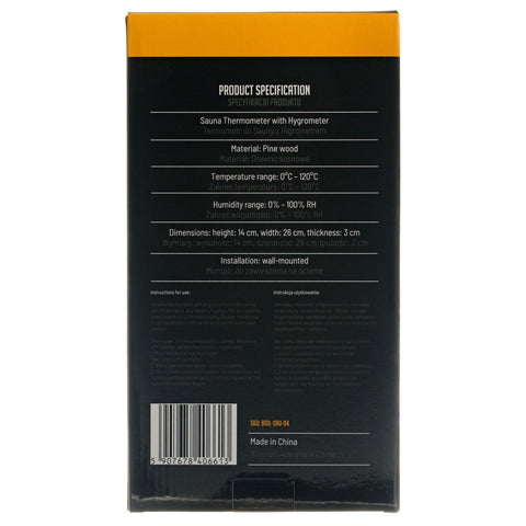 Bilovit Sosnowy termometr z higrometrem do sauny - do 120 stopni Celsjusza