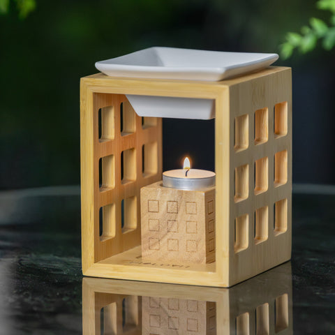 Bilovit Bambusowy kominek zapachowy do olejków eterycznych z ceramiczną podstawką