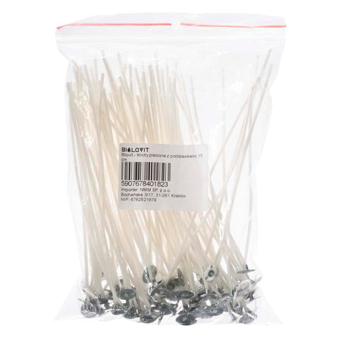 Bilovit Bilovit Knoty plecione do świec z podstawkami, 15 cm - 100 sztuk
