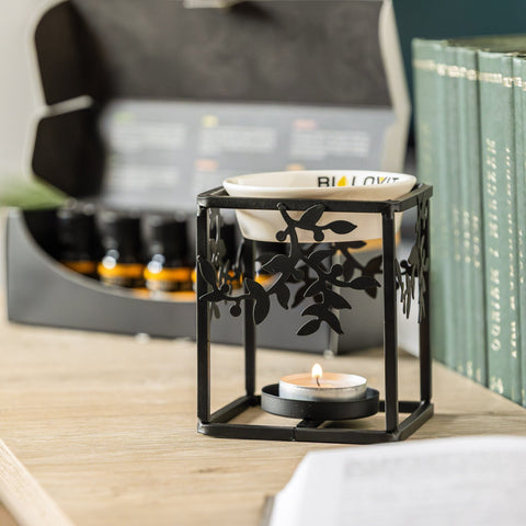 Bilovit Metalowy kominek zapachowy do olejków eterycznych z ceramiczną podstawką