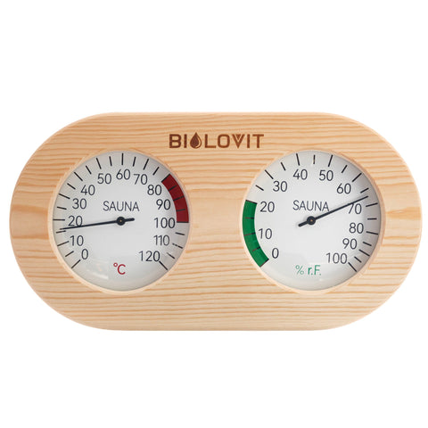 Bilovit Sosnowy termometr z higrometrem do sauny - do 120 stopni Celsjusza
